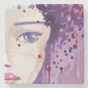 Painted Watercolor Background Stone Coaster