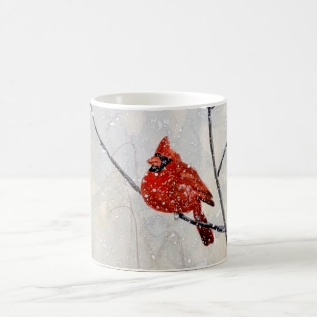 Painted watercolor cardinal Mug (Center)