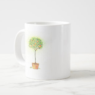 Painted watercolor citrus tree in pot large coffee mug