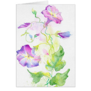 Painted watercolor convolvulus flowers