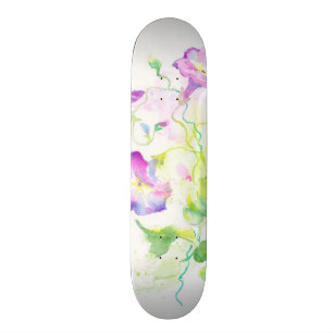 Painted watercolor convolvulus flowers skateboard