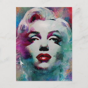 Painted Watercolor Cyberpunk Woman's Head Postcard