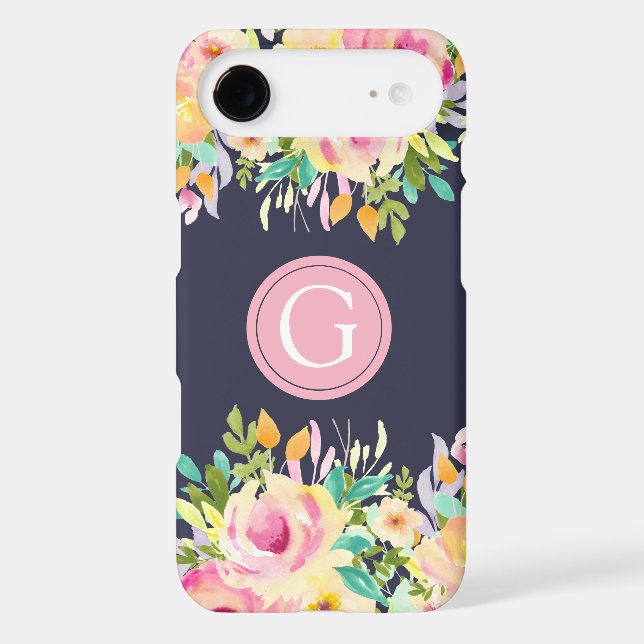 Painted Watercolor Floral Monogram iPhone 7 Case (Back)