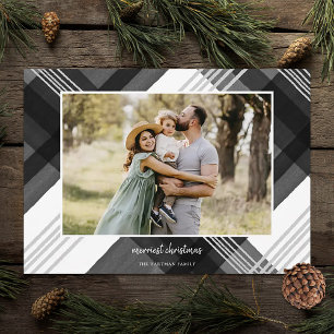 Painted Watercolor Plaid Black Christmas Photo Holiday Card