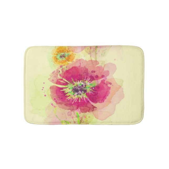Painted watercolor poppies 2 bath mat (Front)