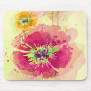 Painted watercolor poppies 2 mouse mat