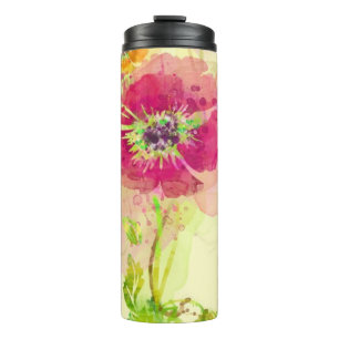 Painted watercolor poppies 2 thermal tumbler