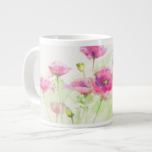 Painted watercolor poppies 3 large coffee mug
