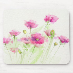 Painted watercolor poppies 3 mouse mat