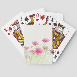 Painted watercolor poppies 3 playing cards