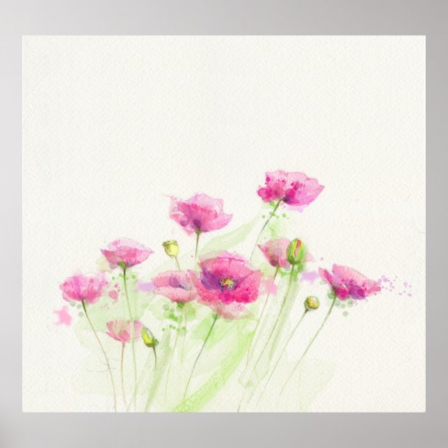 Painted watercolor poppies 3 poster (Front)