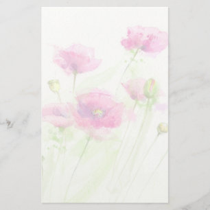 Painted watercolor poppies 3 stationery