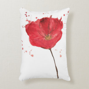 Painted watercolor poppy flower 2 decorative cushion