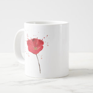 Painted watercolor poppy flower 2 large coffee mug