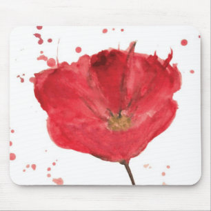 Painted watercolor poppy flower 2 mouse mat