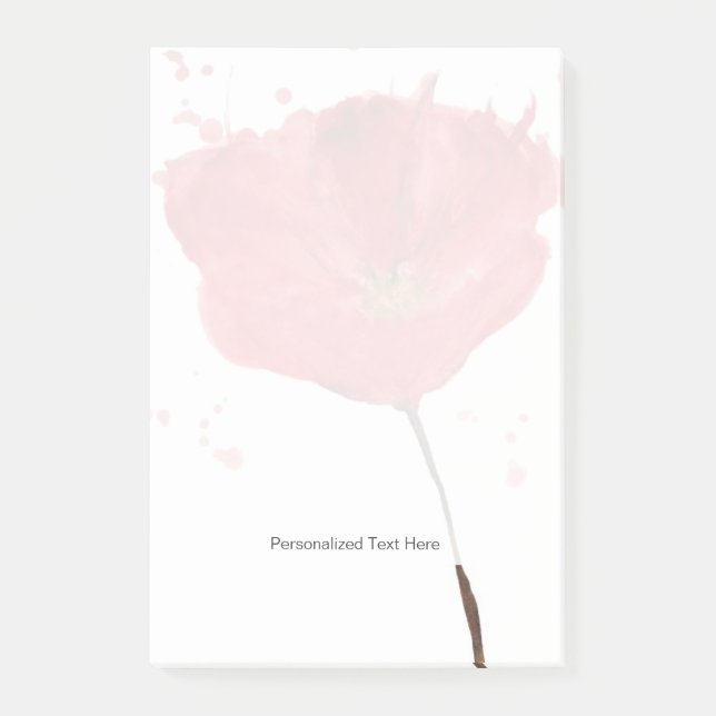 Painted watercolor poppy flower 2 post-it notes (Front)