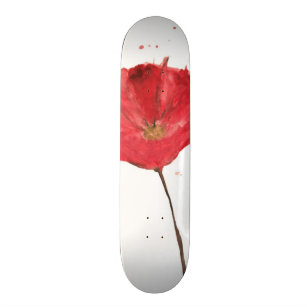 Painted watercolor poppy flower 2 skateboard