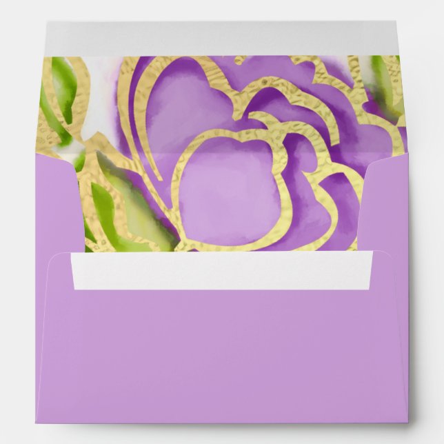 Painted Watercolor Purple Roses Envelope (Back (Bottom))