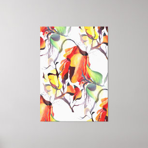 Painted Watercolor  Rare tropical Jungle Flowers Canvas Print