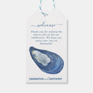 Painted Watercolor Seashell Gift, Favour Tag