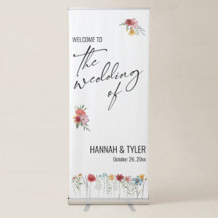 Painted Watercolor Wildflower Welcome Wedding Retractable Banner