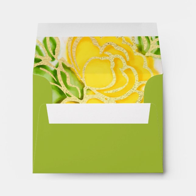 Painted Watercolor Yellow Roses Envelope (Back (Bottom))