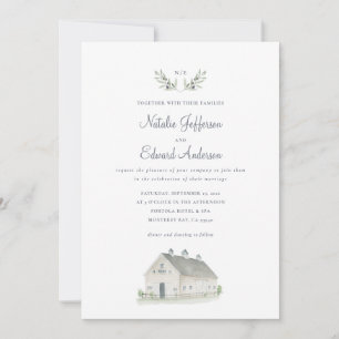 Painted watercolour olive branch + barn watercolor