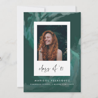 Painted Wave Green Graduation Announcement