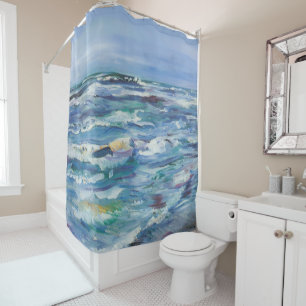 Painted Waves Shower Curtain