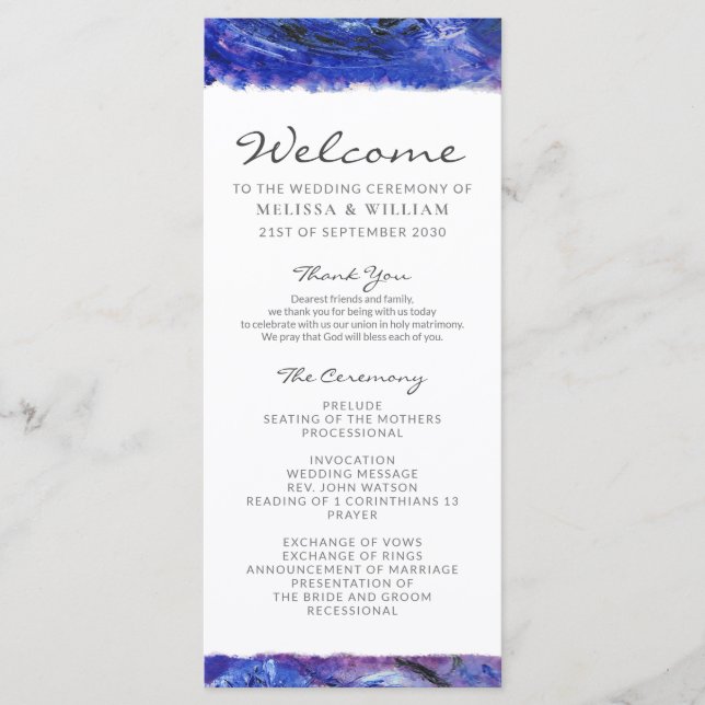 Painted Wedding Programme (Front)