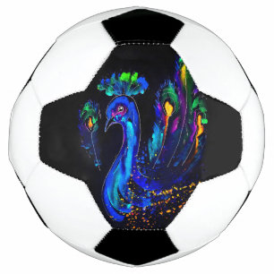 Painted Whimsical Peacock Football