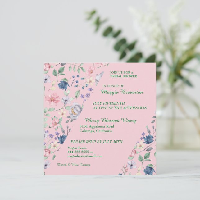 Painted Whimsy Floral Bridal Shower Invitation (Standing Front)