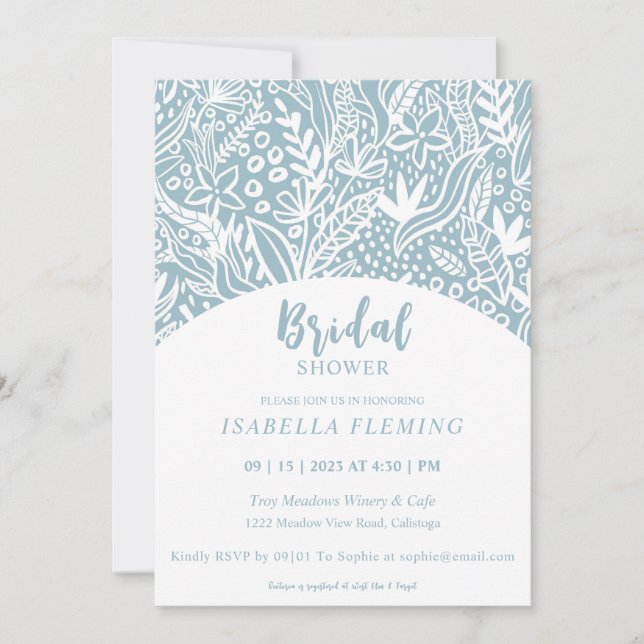 Painted White Botanical Bridal Shower Invitation (Front)