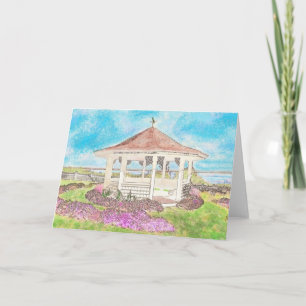 Painted White Gazebo In Cape Cod Greeting Card