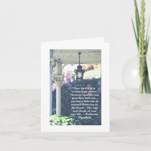 PAINTED WHITE PORCH, PEELING PAINT, LANTERN LAMP CARD