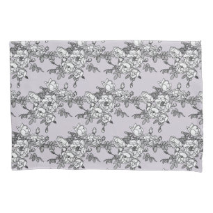 Painted White Roses on Powder Pink Pillowcase