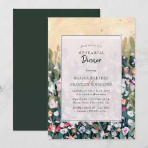 Painted Wildflower Floral Wedding Rehearsal Dinner Invitation
