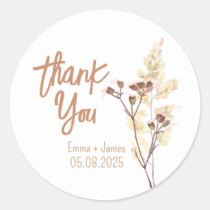Painted Wildflowers Thank You Sticker