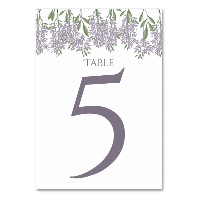 Painted Wisteria Bud Table Card (Front)
