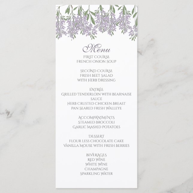 Painted Wisteria Menu Card (Front)