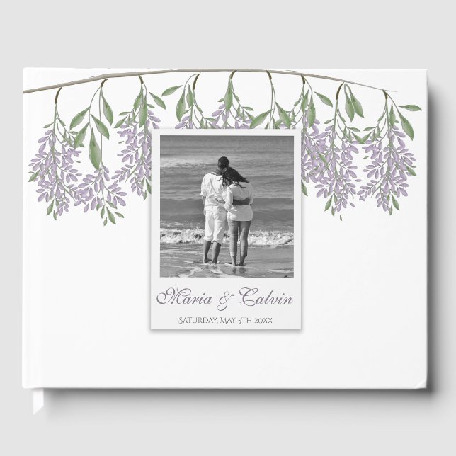 Painted Wisteria Wedding Guest Book (Front)