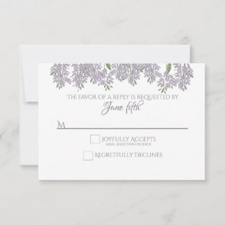 Painted Wisteria Wedding RSVP with meal choice