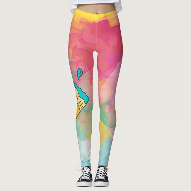 painted with a brush leggings (Front)