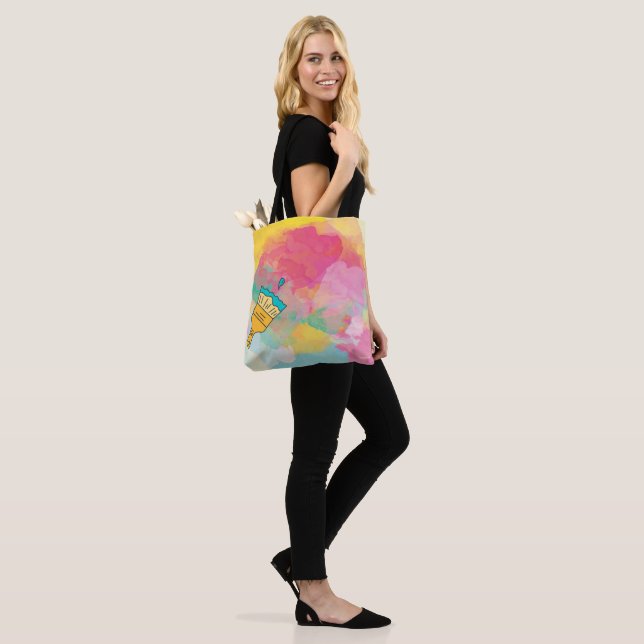 painted with a brush tote bag (On Model)