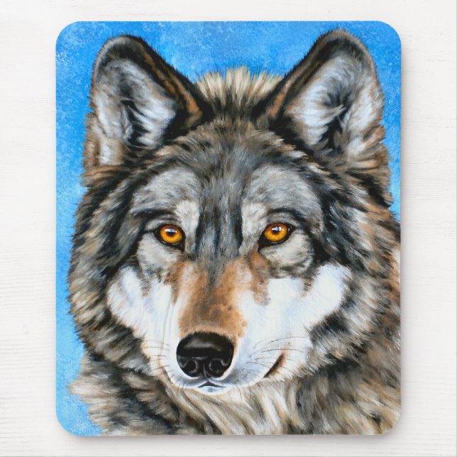 Painted Wolf Mouse Mat (Front)