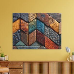 Painted Wood Canvas Art