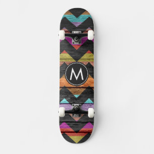 Painted Wood Chevron Stripes Pattern #2 Skateboard