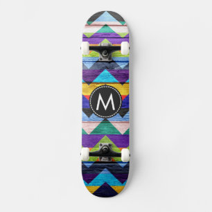 Painted Wood Chevron Stripes Pattern #5 Skateboard