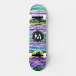 Painted Wood Chevron Stripes Pattern #9 Skateboard