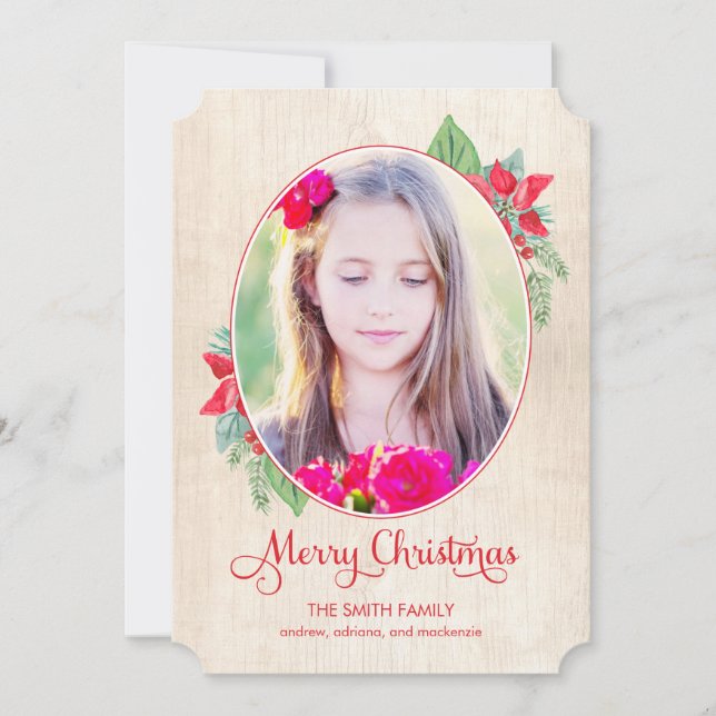 Painted Wood Christmas / Holiday Photo Card (Front)